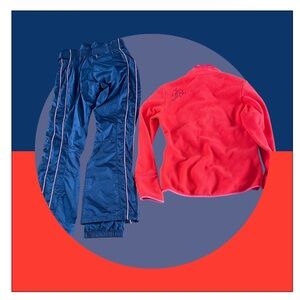 Jet Set Tiby Ski Pants Black With Orange Stripe &❄️🔥Bonus🔥Orange Fleece Size 2